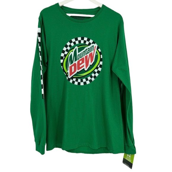 Tee Luv Other - Mountain‎ Dew T-Shirt Mens Long Sleeve TEE LUV Green Graphic Logo